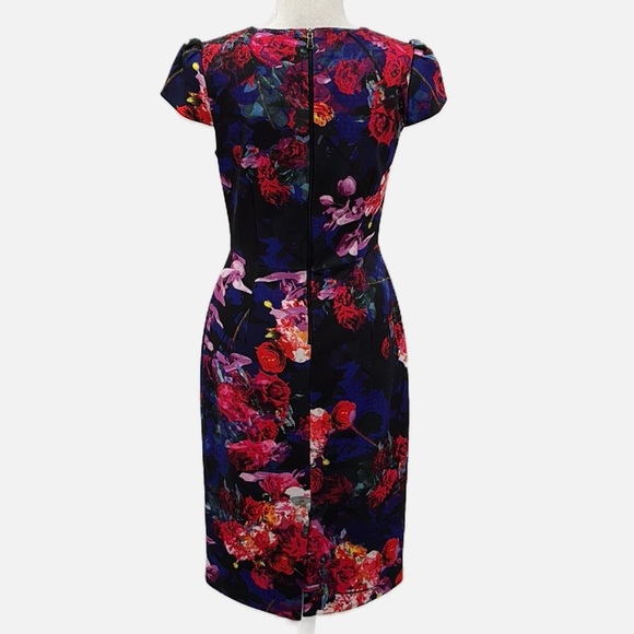 Betsey Johnson Floral Print Cap Sleeve Dress - Size 2 - Picture 5 of 9